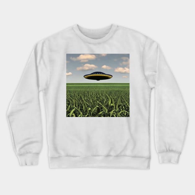 UFO Over Cornfield Crewneck Sweatshirt by Brian Free Artwork